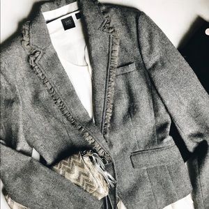 Banana Republic Wool Blend Gray Herringbone Blazer